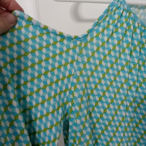 Michael Kors Cold Shoulder Geometric Pattern Blouse with Keyhole Closure - Picture 6 of 9